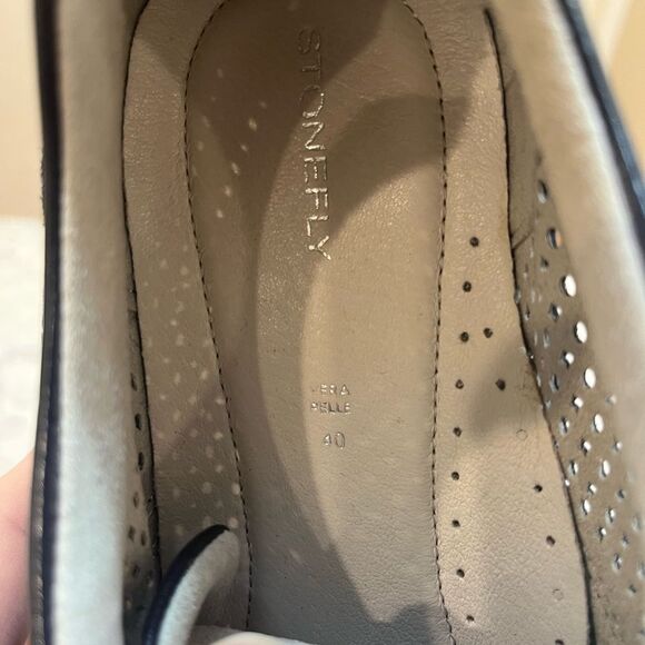 Stonefly Romy Women's Size EU 40 Navy Velour Sneakers Laces Low top Wedge Shoes - Picture 9 of 10